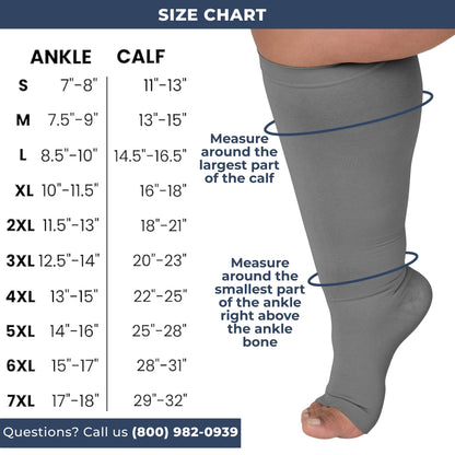 Mojo Compression Socks – Unisex Open Toe Compression Stockings for Varicose Veins & Swelling Relief – Knee High – 20-30mmHg Firm Support – AB211