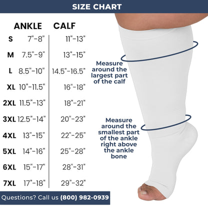 Mojo Compression Socks – Unisex Open Toe Compression Stockings for Varicose Veins & Swelling Relief – Knee High – 20-30mmHg Firm Support – AB211