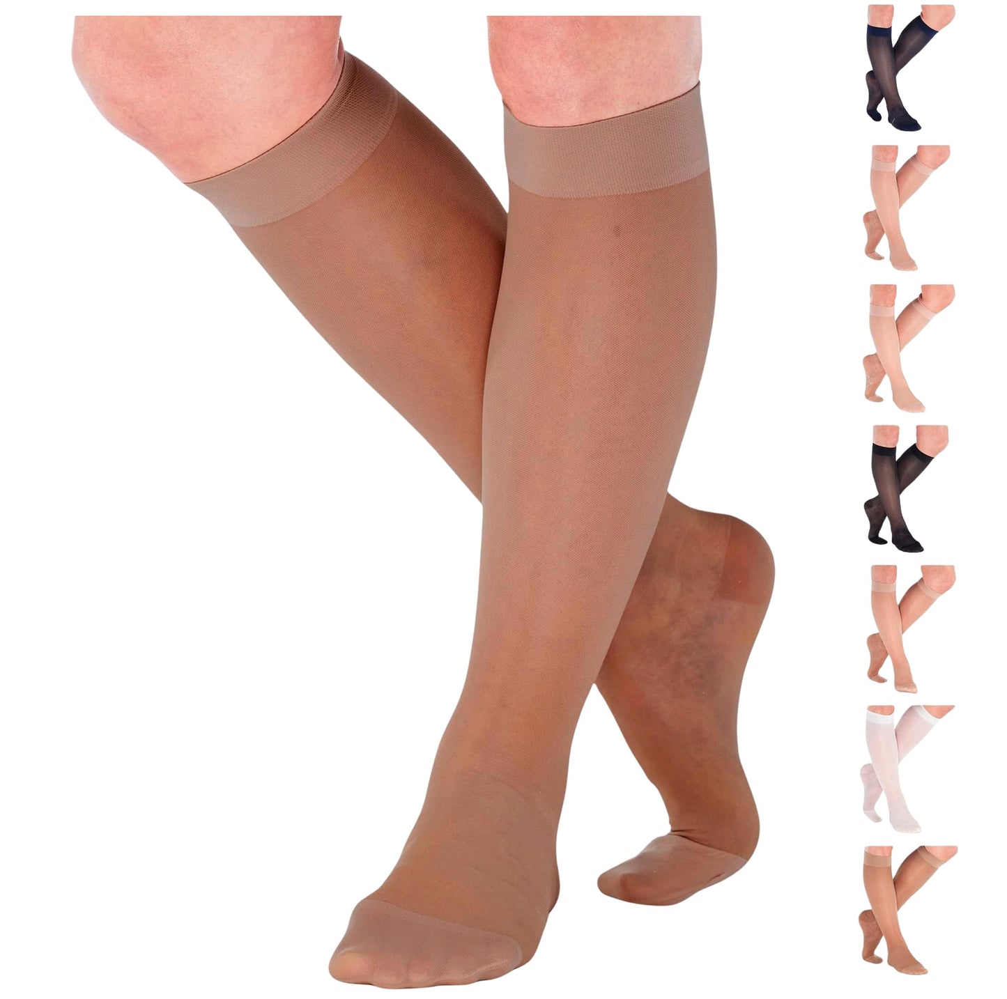Made in USA - Travel Sheer Compression Socks 15-20mmHg for Women - ATRAVEL101