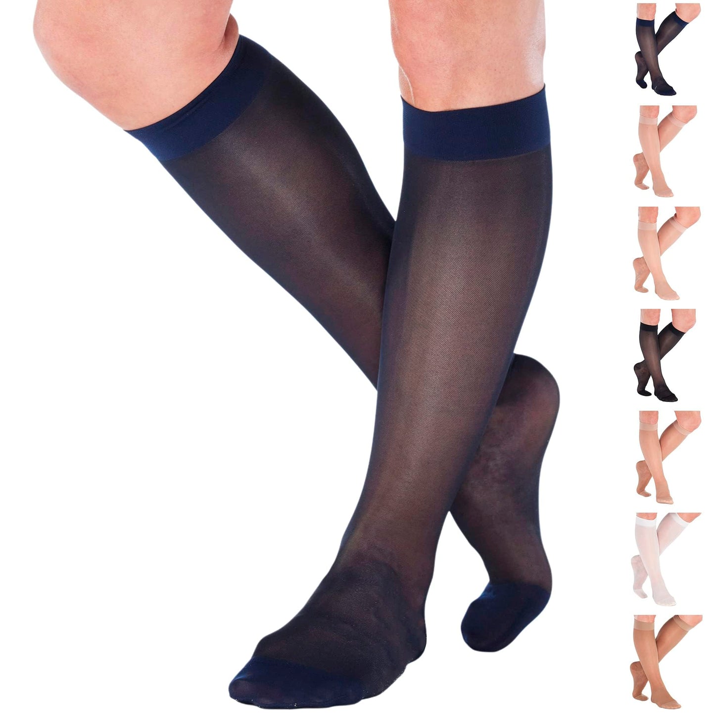 Made in USA - Travel Sheer Compression Socks 15-20mmHg for Women - ATRAVEL101