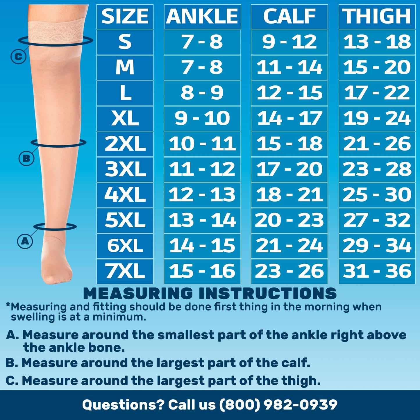Compression Stockings for Women 8-15mmHg with Lace Grip Top - Made in USA - A108