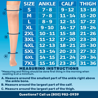 Compression Stockings for Women 8-15mmHg with Lace Grip Top - Made in USA - A108