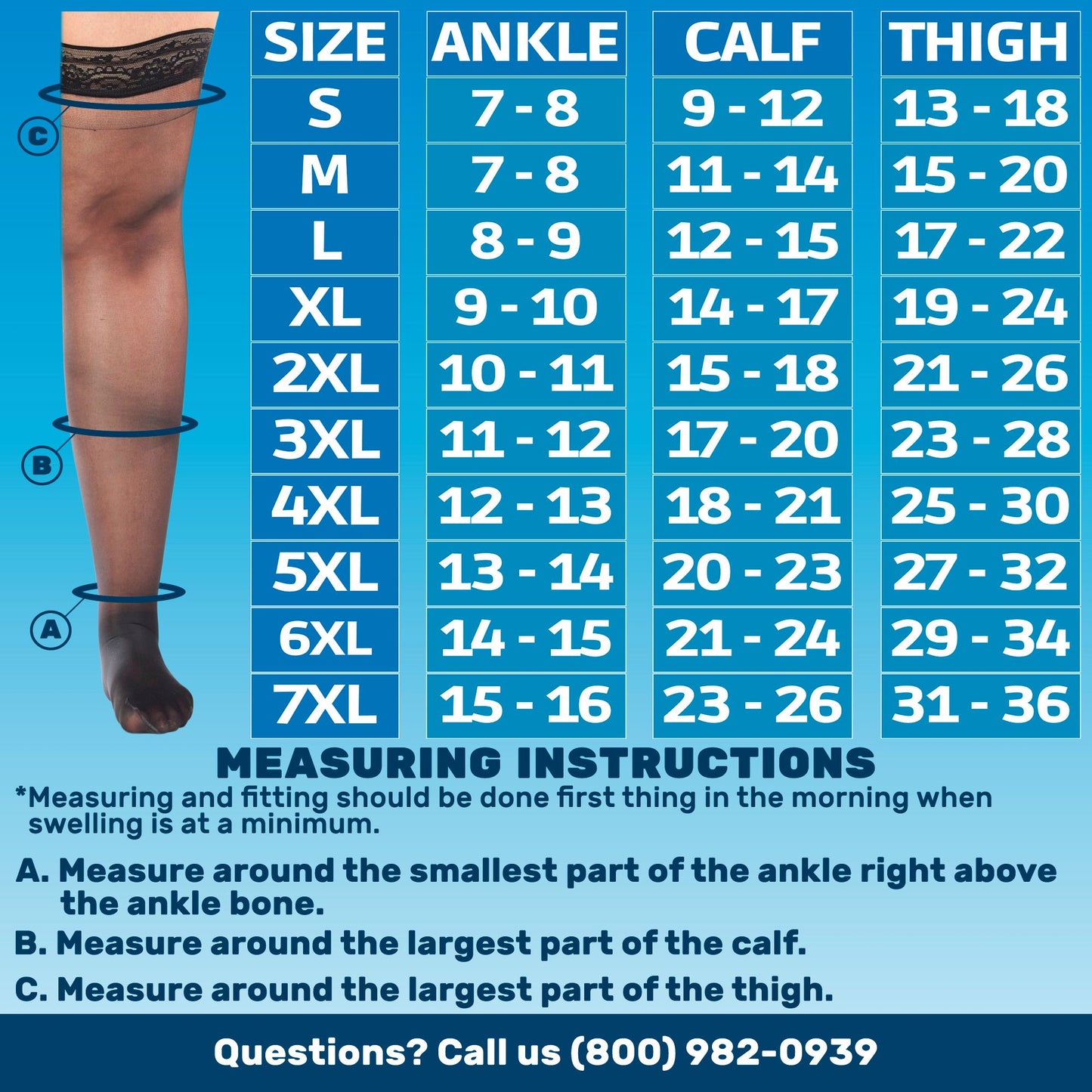 Compression Stockings for Women 8-15mmHg with Lace Grip Top - Made in USA - A108