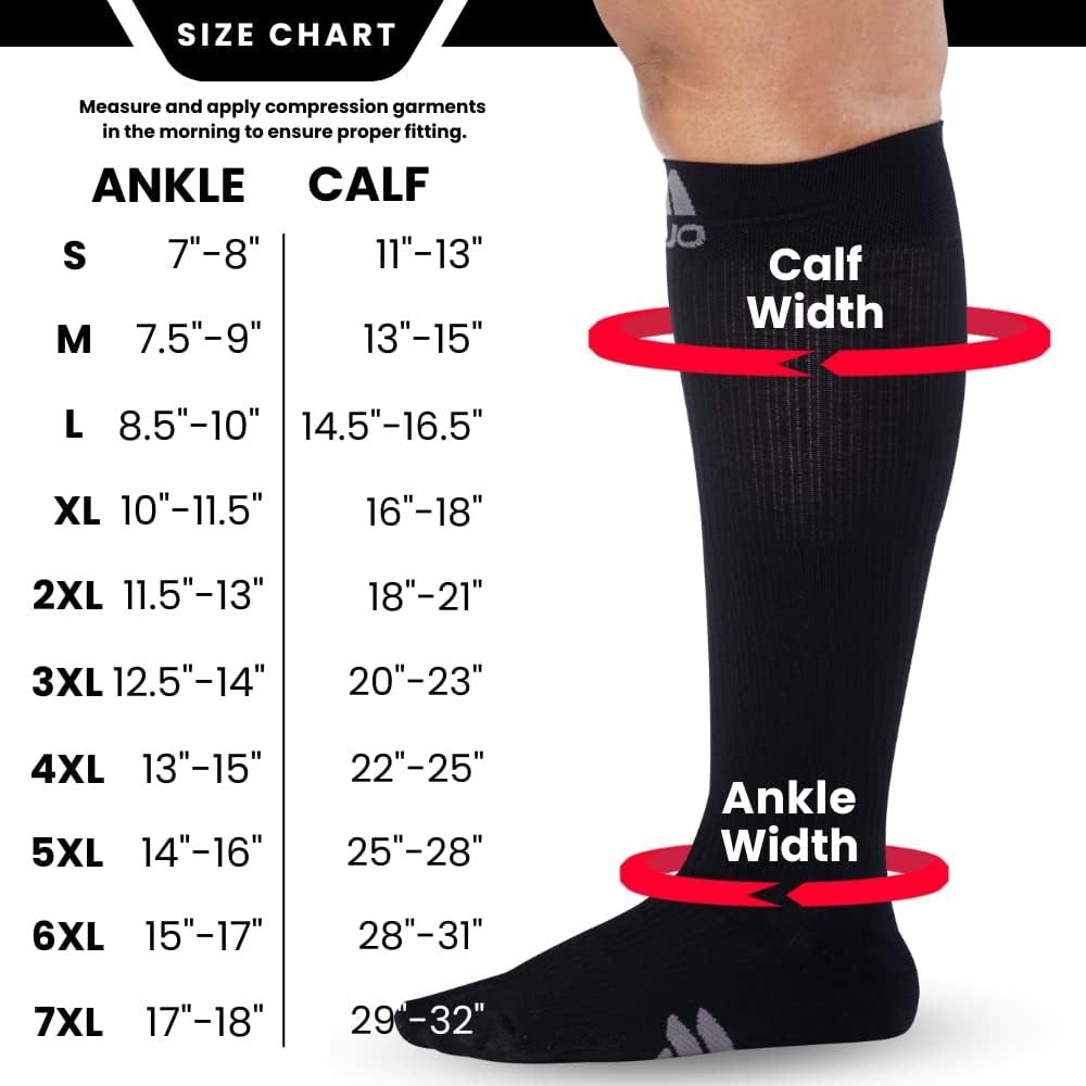Mojo Compression Socks – Unisex Medical Compression Socks – Knee High Stockings for Circulation & Bariatric Recovery – 20-30mmHg Firm Support – M809