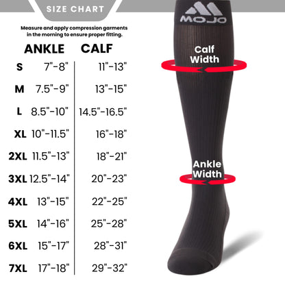 Mojo Compression Socks – Unisex Medical Compression Socks – Knee High Stockings for Circulation & Bariatric Recovery – 20-30mmHg Firm Support – M809