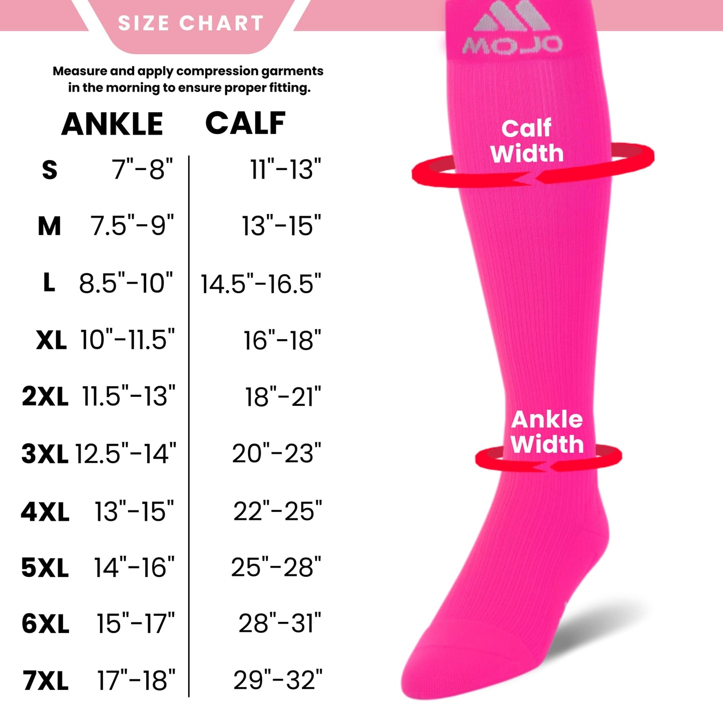 Mojo Compression Socks – Unisex Medical Compression Socks – Knee High Stockings for Circulation & Bariatric Recovery – 20-30mmHg Firm Support – M809