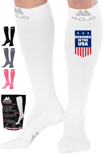 Mojo Compression Socks – Unisex Medical Compression Socks – Knee High Stockings for Circulation & Bariatric Recovery – 20-30mmHg Firm Support – M809